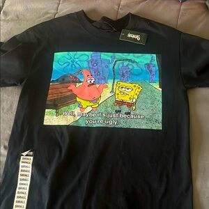 Black Graphic T-Shirt with SpongeBob print